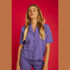 Chemise Graine Ciel Seersucker Bleu Lavande