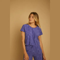 T-shirt Graine Ficelle Jacquard Bleu Lavande Coton Bio