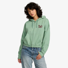 RVCA – Sweat à capuche Court Femme | Coupe décontractée & flocages