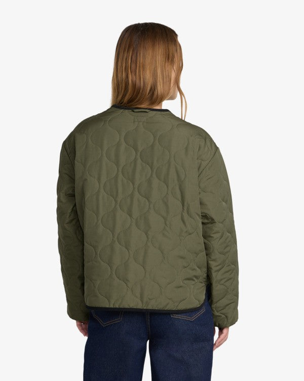 Veste réversible RVCA Hudson olive femme, vue de dos