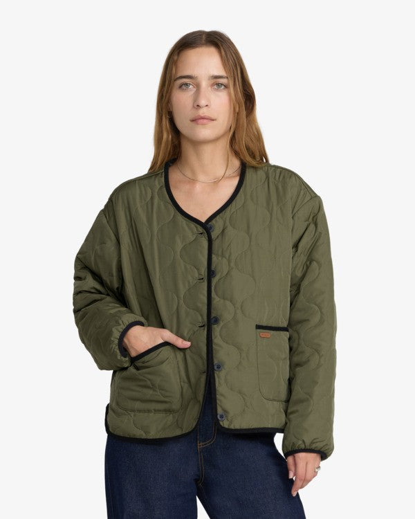 Veste réversible RVCA Hudson olive femme, vue de face