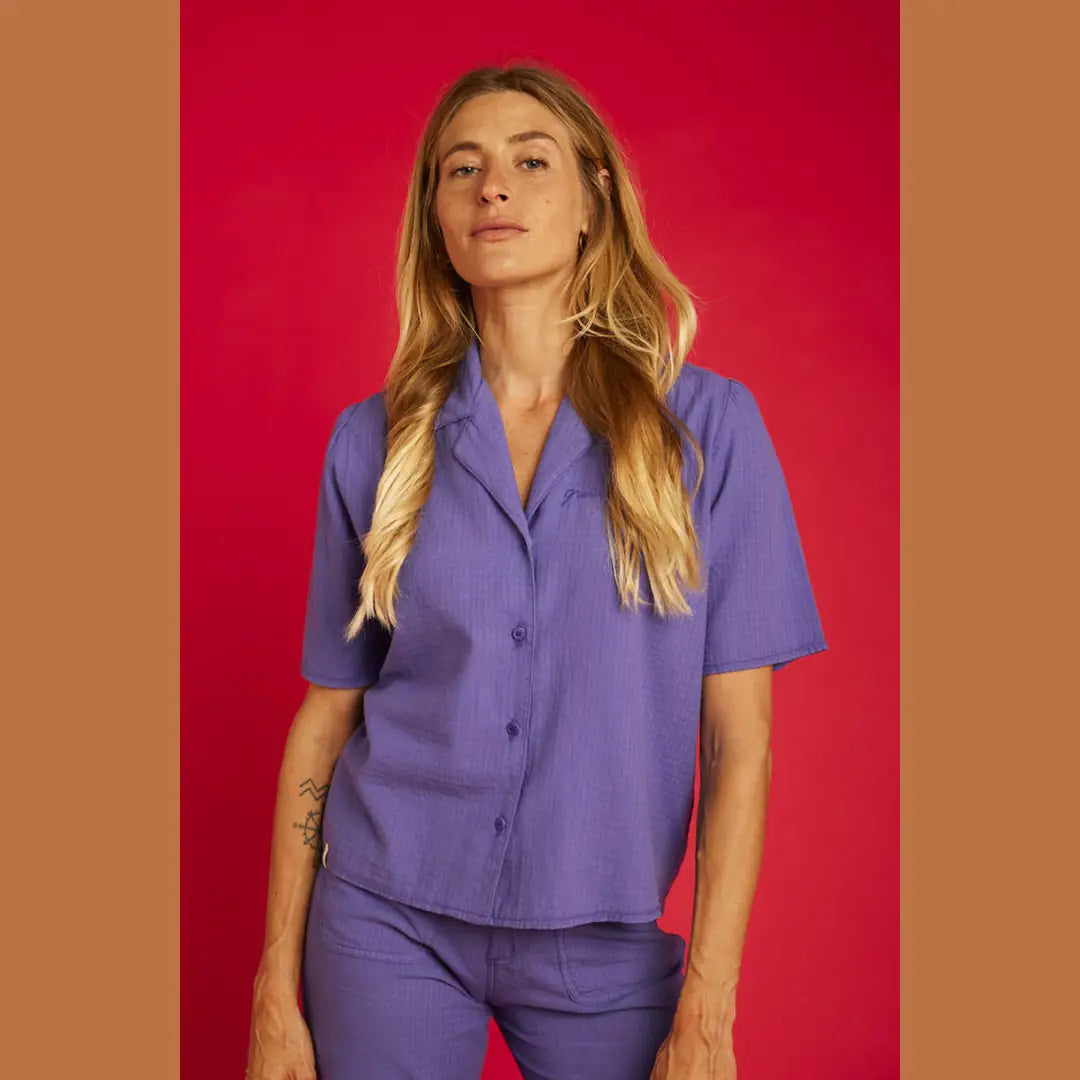 Chemise Graine Ciel Seersucker Bleu Lavande