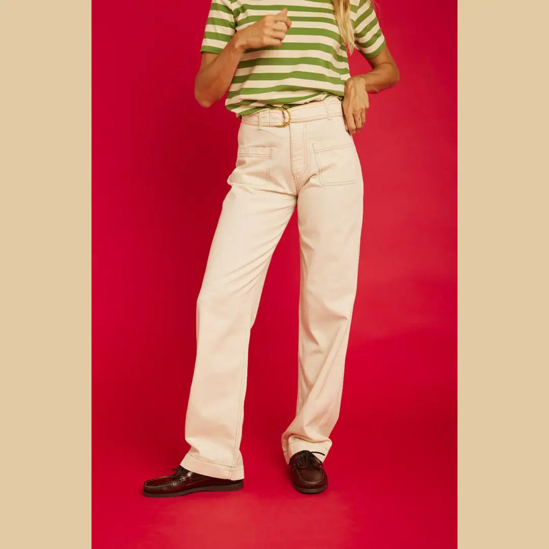 Pantalon Graine Mirage Sergé Écru Coton Bio