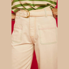Pantalon Graine Mirage Sergé Écru Coton Bio
