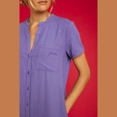 Robe Graine Sel Seersucker Bleu Lavande Coton Bio