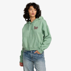 RVCA – Sweat à capuche Court Femme | Coupe décontractée & flocages