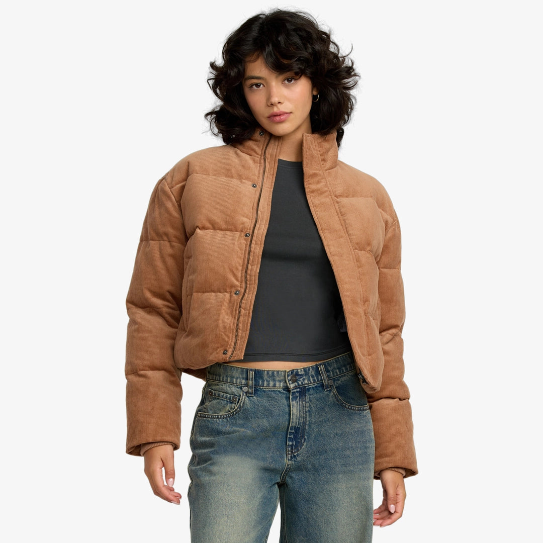 RVCA – Veste Eezeh Puffer Femme | Velours côtelé & coupe décontractée