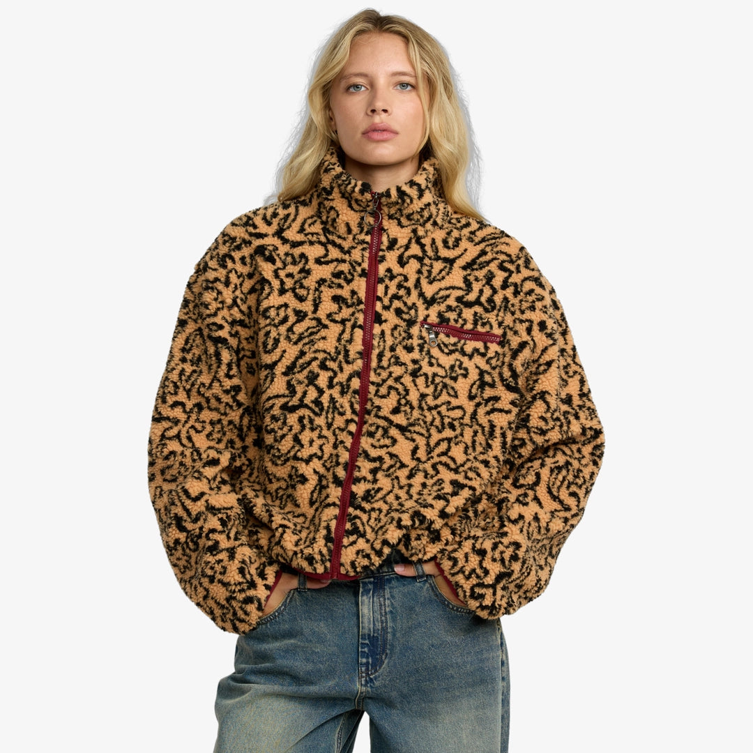 RVCA – Veste Oh Hush Sherpa Femme | Coupe courte & col montant